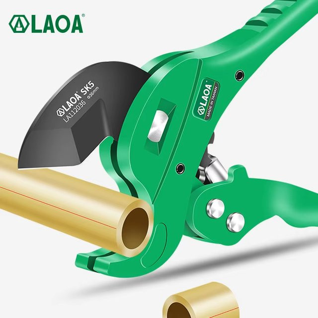 LAOA PVC-Rohrschneider mit Ratsche aus Aluminiumlegierung in Grün für Kunststoffrohre und Schläuche - Bild 1
