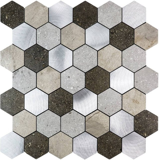 d-c-fix Wandfliese silber geometrisches Design für Küche und Bad B/H: 29 x 28,8 cm - Bild 1