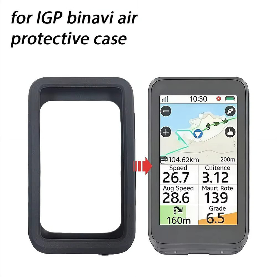 BiNavi Air GPS Fahrradcomputer Silikon-Schutzhülle mit weichen Kanten und Displayschutzfolie in Schwarz - Bild 5