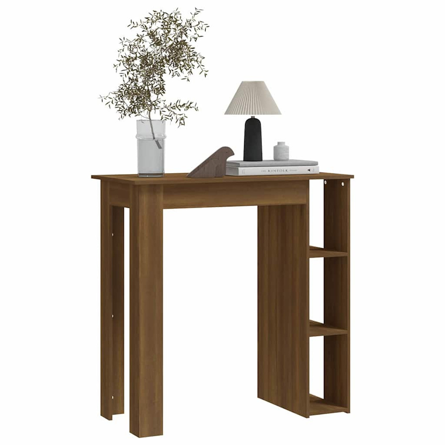 vidaXL Bartisch mit Regal in Braun Eiche, B/T/H: 102 x 50 x 103,5 cm - Bild 3
