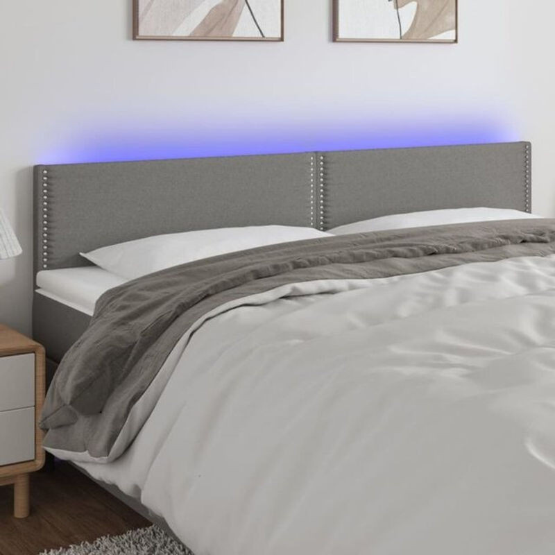 LED Kopfteil vidaxl in Dunkelgrau aus Stoff B/H: 200 x 78/88 cm - Bild 1