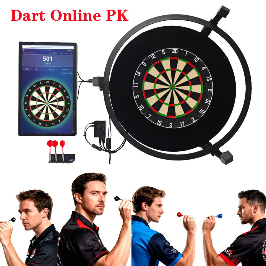 GXIVISION Pro Kit Autodarts kompatibles Hardware-Set mit Touchscreen, PC, Halterung, LED-Lichtring, Kameras und Dartscheibe in Schwarz - Bild 2