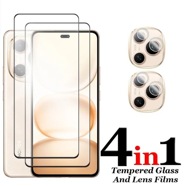 4-in-1 Schutzglas Set für Honor 400 Lite Power und Honor Power 5G mit gehärteter Displayschutzfolie und Kameralinsen-Schutzfolie in Transparent - Bild 1