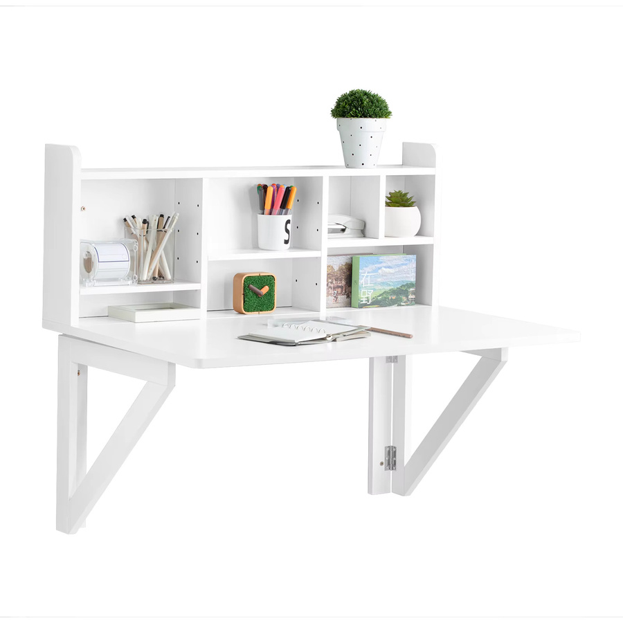 SoBuy FWT07-II-W Wandklapptisch mit integriertem Regal als Wandschrank und Küchentisch in Weiß, B/T/H: 90 x 60 x 78 cm - Bild 2