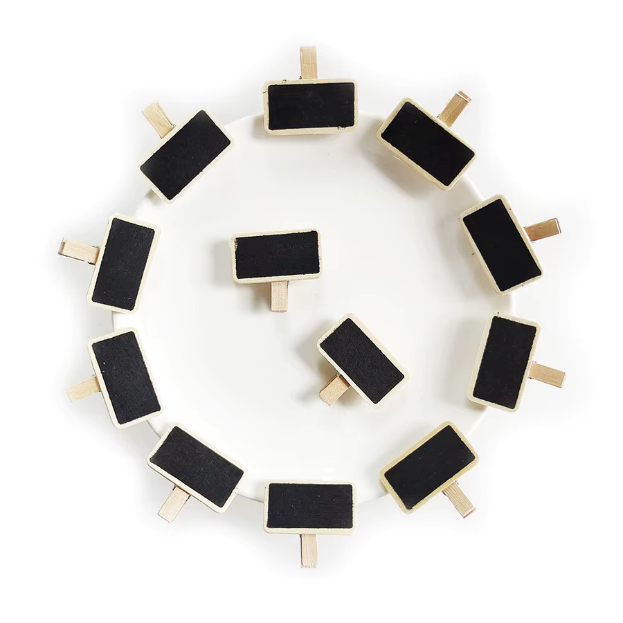 50 Stück Mini Holz Tafel mit Clip für Tischdekoration, rechteckiges Nachrichtenschild in Braun und Schwarz - Bild 2