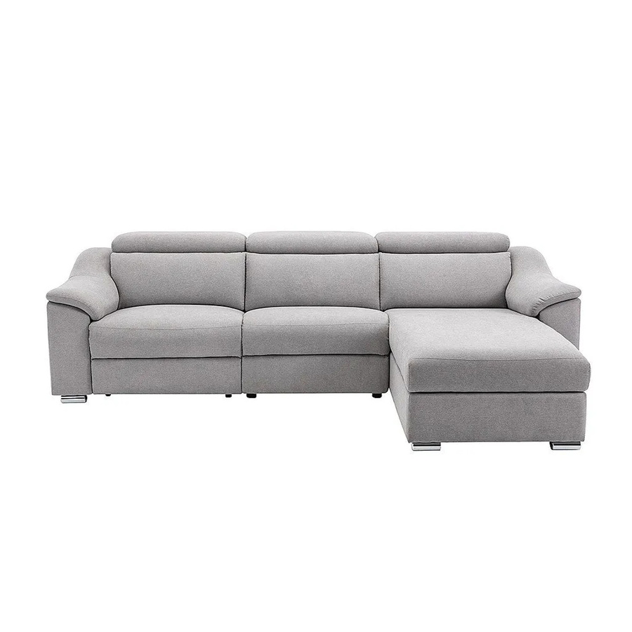 Vente-unique Relaxsofa Pedrera in Lichtgrau, L-Form mit motorisierter Rückenlehne pro Sitz und Stoffbezug - Bild 2
