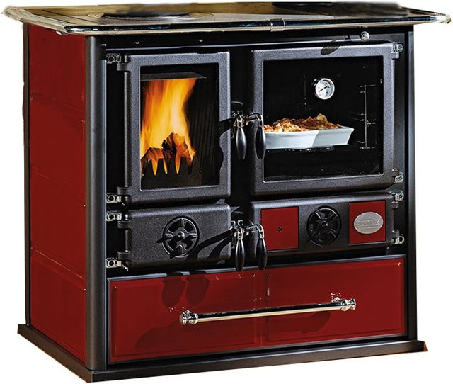 La Nordica Holzherd Rosa in Bordeauxrot und Anthrazit mit Keramikkacheln 8,4 kW - Bild 1