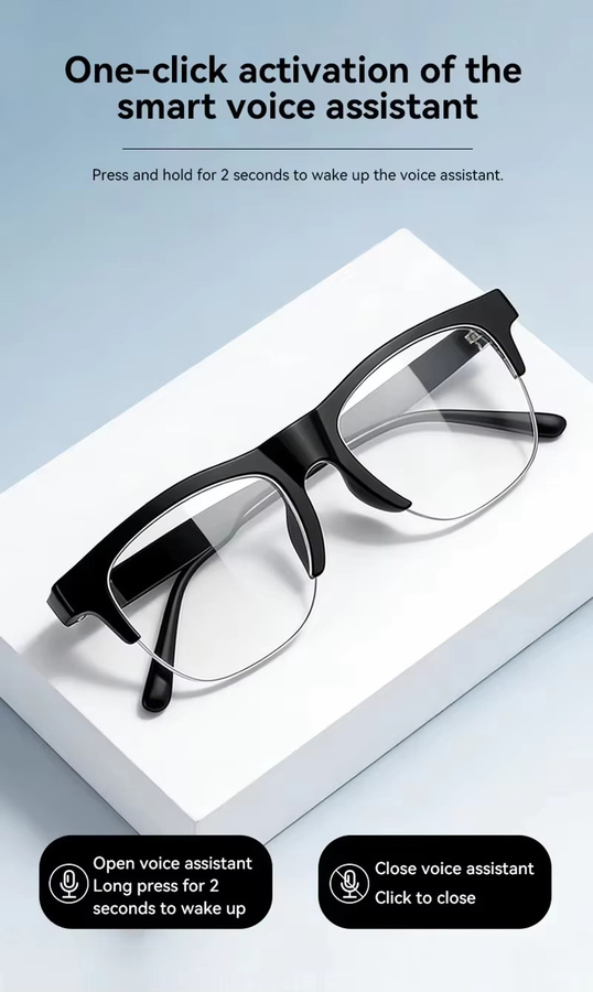 Lenovo Kabellose KI-Smart-Brille mit Touch-Steuerung und Bluetooth in Schwarz Transparent - Bild 2