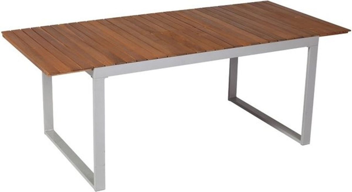 Merxx Ausziehtisch Naxos für den Garten aus Akazienholz und Aluminium, rechteckig, Silber/Braun, B: 150 cm, H: 74 cm, T: 90 cm - Bild 3
