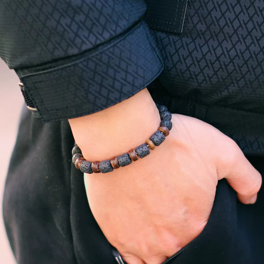 Noter Armband, Vulkangestein, Schwarz, Herren - Bild 3