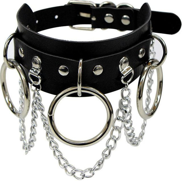 YIRAN Choker Halskette, Edelstahl, PU-Leder, Schwarz, Damen - Bild 1