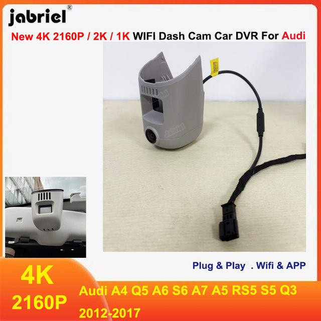 Jabriel 4K UHD WLAN Dashcam mit Feuchtigkeitssensor als Auto-DVR Fahrvideo-Rekorder für Audi A4 A6 Q3 Q5 S6 A7 A5 RS5 S5 - Bild 1