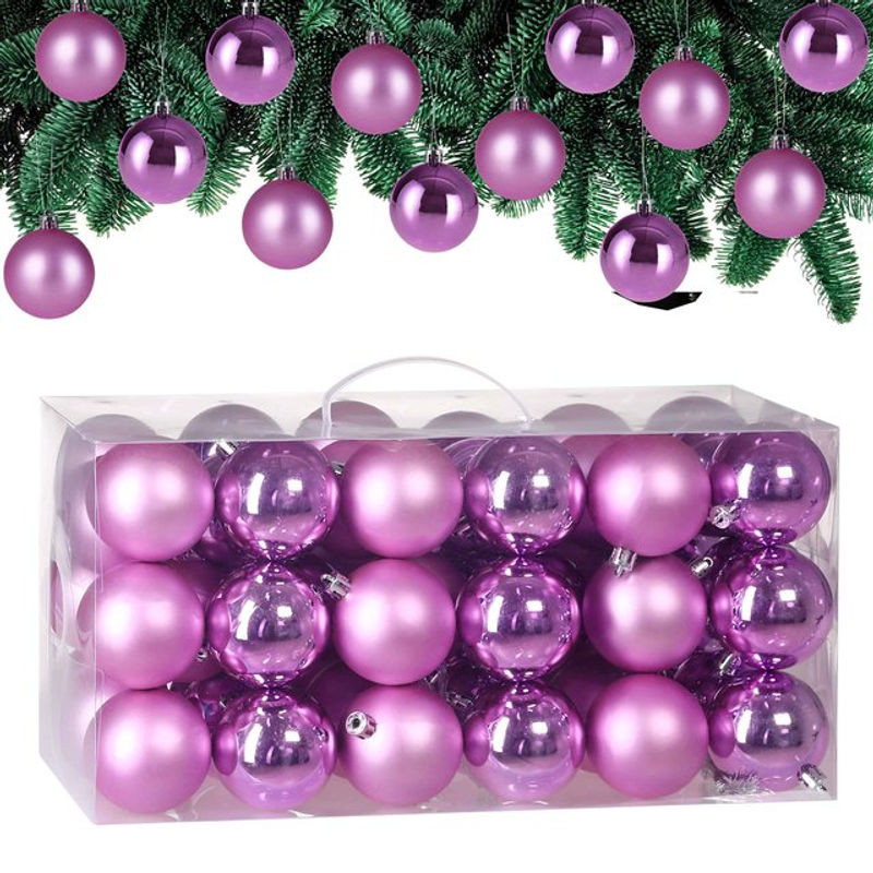 Casaria Weihnachtskugeln Rosa 54-tlg aus Kunststoff mit mattem und glänzendem Finish, Durchmesser: 6 cm - Bild 1