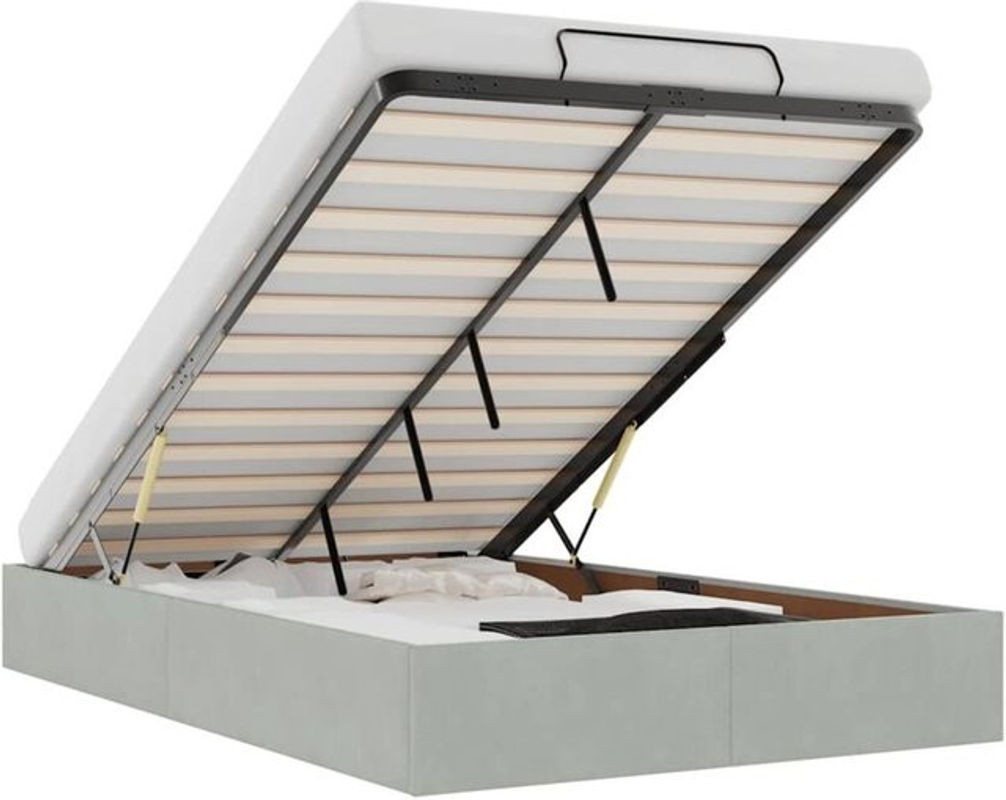 Modernes Ottoman Polsterbett von vidaxl aus Samt in Hellgrau, B/T/H: 190 x 120 x 23,5 cm (ohne Matratze) - Bild 1