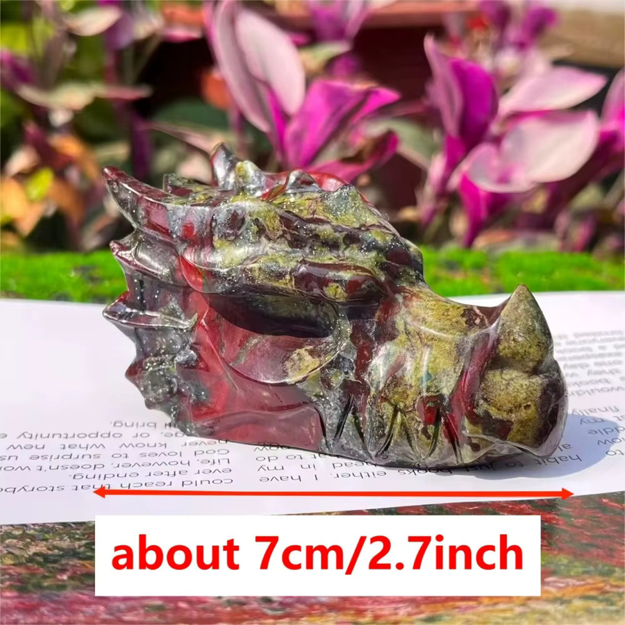 CrystalHola Drachenkopf aus Drachenblutstein in Mehrfarbig als dekoratives Naturstein-Element für deine Heimdekoration - Bild 2