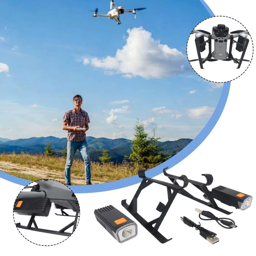 DJI Mini 5 Pro Zubehör Fahrwerk Erhöhungshalterung mit Dual-Lampen für Nachtflüge in Schwarz - Bild 2