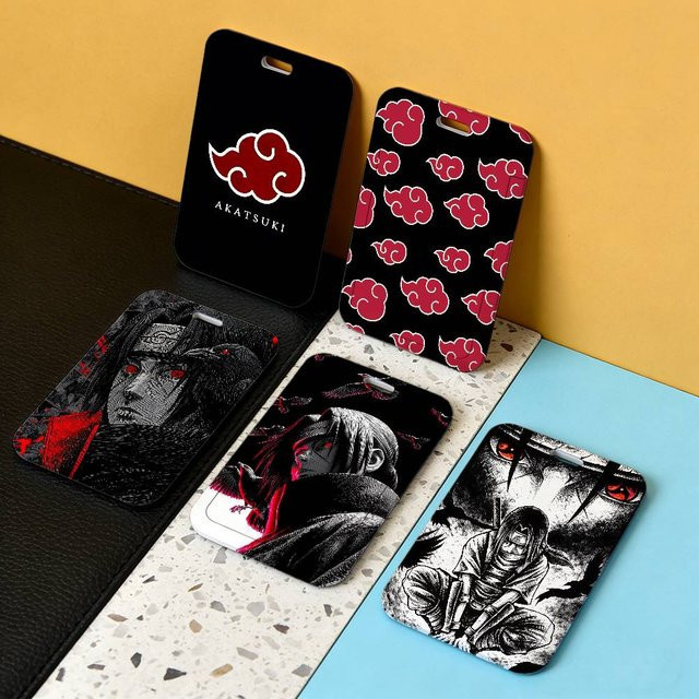 Transparenter Kartenhalter Naruto Akatsuki Itachi Sharingan aus Kunststoff in Schwarz für Ausweise und Schlüsselbänder - Bild 1