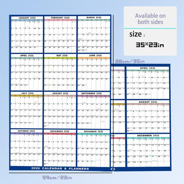 Löschbarer Wandkalender 2026 als 12-Monats-Jahresplan-Organizer für den Innenbereich in Weiß - Bild 1