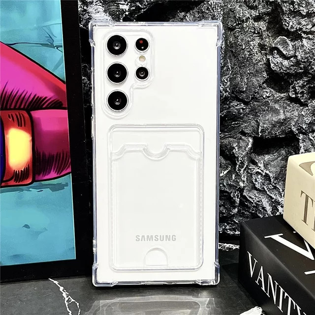 Stoßfeste transparente Handyhülle mit Kartenfach für Samsung Galaxy S24 Ultra, S24 Plus 5G, S23 FE, S22 und S21 - Bild 1