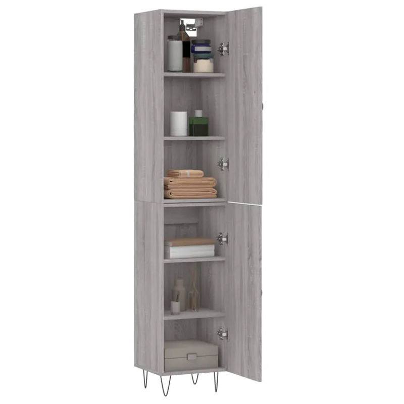 Vidaxl Hoher Schrank Modern in Sonoma-Eiche Grau, B/T/H: 34,5 x 34 x 180 cm - Bild 2