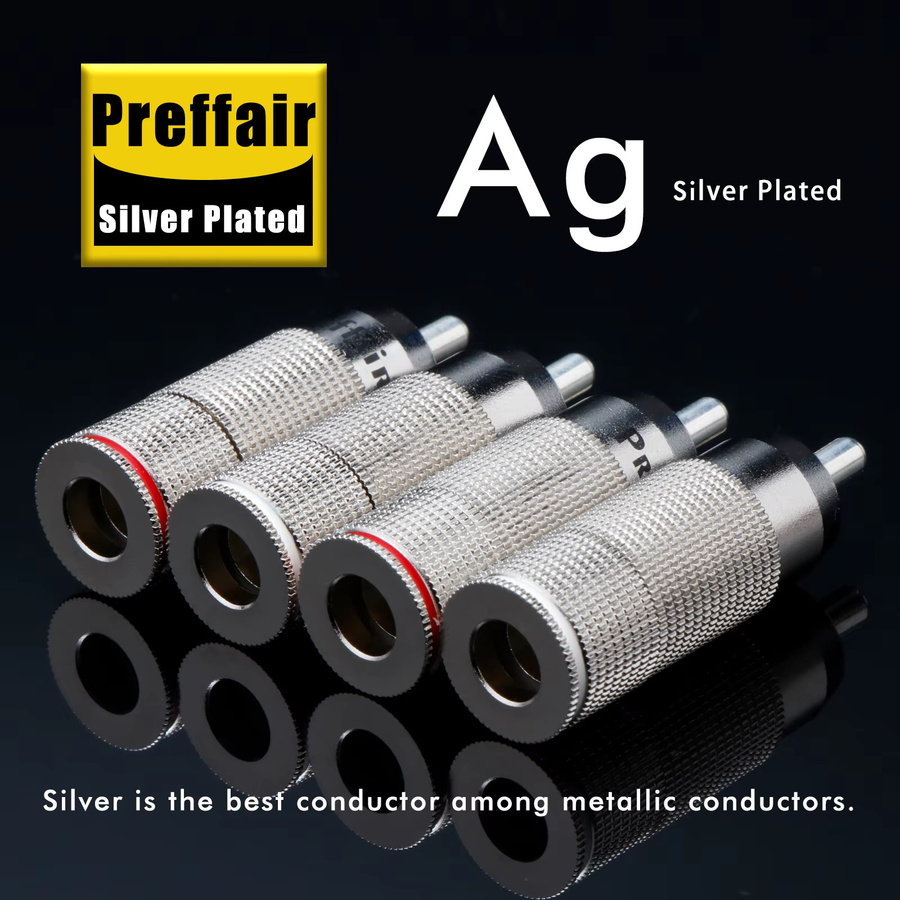 Preffair RCA-Stecker Set, 4 Stück, männlich, versilbert, zum Löten von Audio-Video-Kabeln, Farbe: Silber - Bild 3