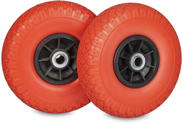 Relaxdays Sackkarrenrad 2er Set aus schwarzem PU-Vollgummi, pannensicher, Durchmesser: 26 cm, Breite: 8,5 cm - Bild 1
