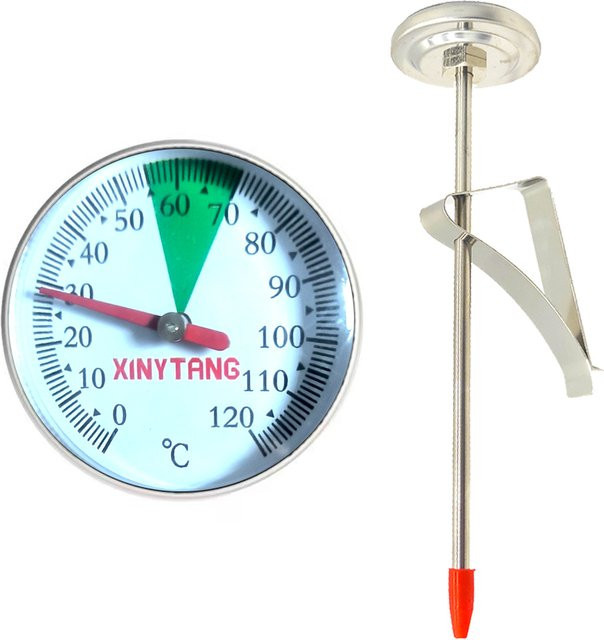 MEFORU Edelstahl Thermometer für Kaffee und Milch mit Sonde, Silber, Messbereich 0 °C bis 120 °C - Bild 1
