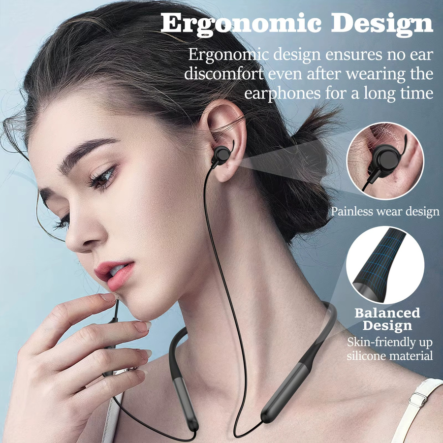 Nurati Nackenbügel-Sportkopfhörer Bluetooth in Schwarz mit Dual-Akku und magnetischer Funktion - Bild 3