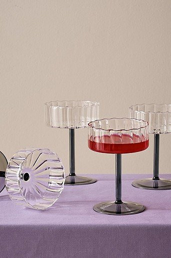 CAIO Cocktailglas Set aus Glas, 4 Stück, grau gestreift, transparent - Bild 1