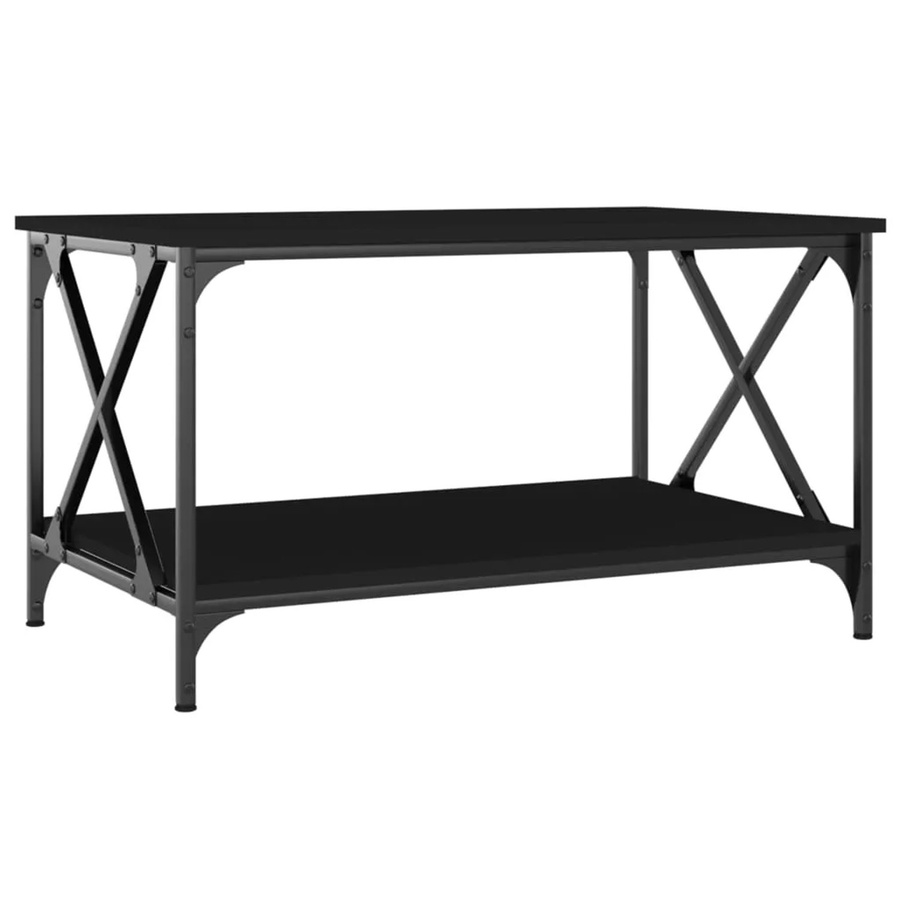 vidaXL Couchtisch in Schwarz aus Holzwerkstoff und Eisen mit klassischem Design, B/T/H: 80 x 50 x 45 cm - Bild 2