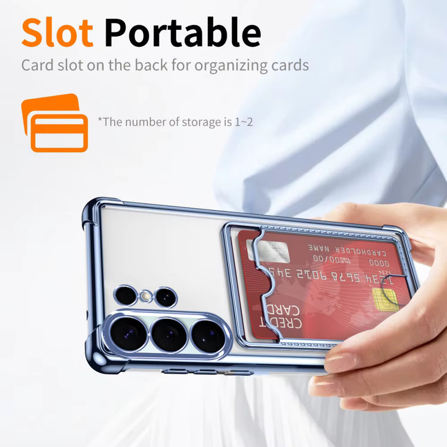 Stoßfeste Wallet-Schutzhülle mit Kartensteckplatz für Samsung Galaxy S26 S25 S24 S23 S22 Ultra Plus A56 A53 A35 in Transparent und Purple - Bild 2