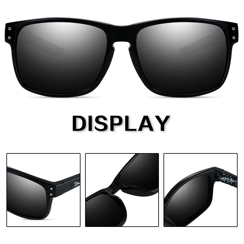 Ravenisa Sonnenbrille, Herren, quadratisch, Vollrand, TR90, schwarz, polarisiert - Bild 4