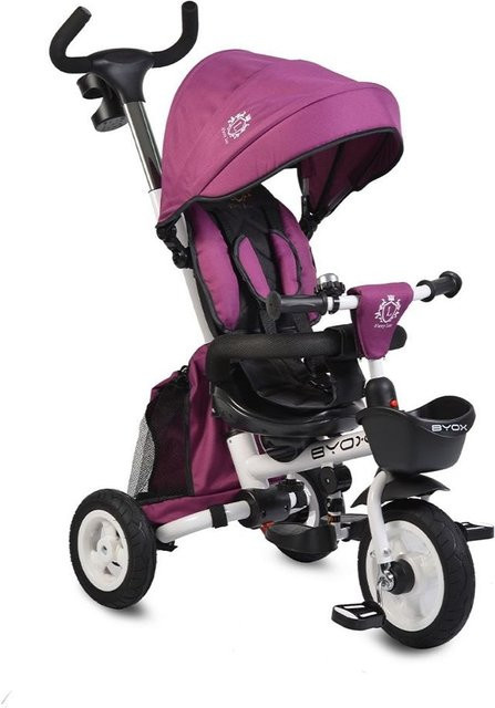 Byox Tricycle Flexy Lux 3 in 1 Dreirad mit Gummireifen und Schiebestange in Lila - Bild 1