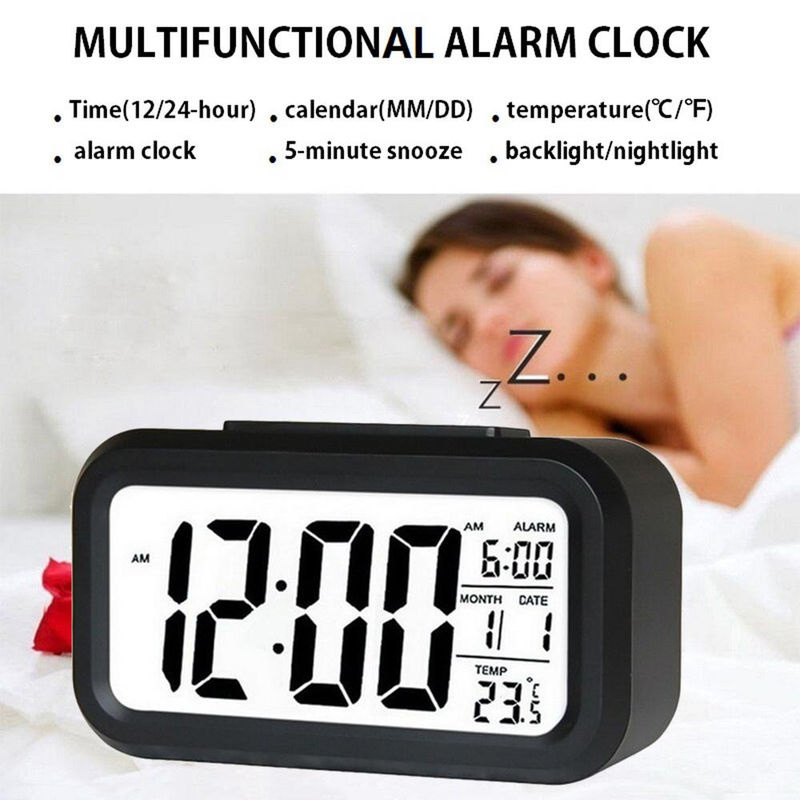 Tooarts Digitaler Wecker mit Datumsanzeige, Thermometer und Schlummerfunktion, Schwarz, Rechteckig - Bild 9