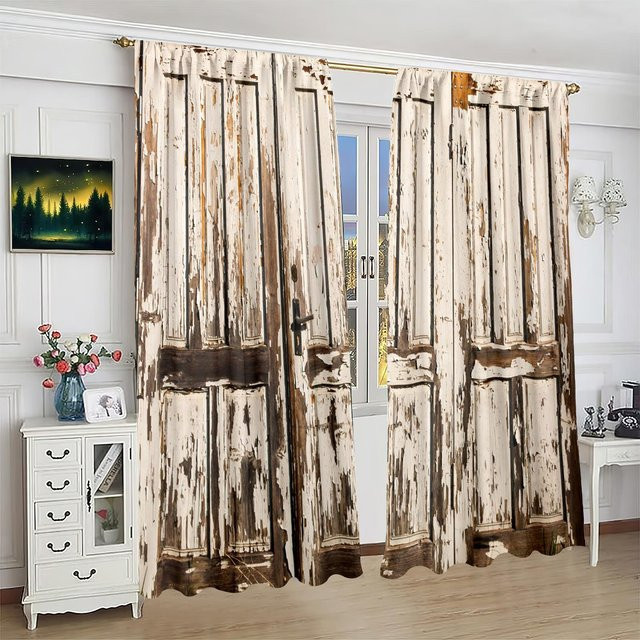 Yiran Furniture Vorhang Set mit Grafikdruck aus Polyester in Weiß, 2 Stück für Schlafzimmer und Wohnzimmer, blickdicht - Bild 1