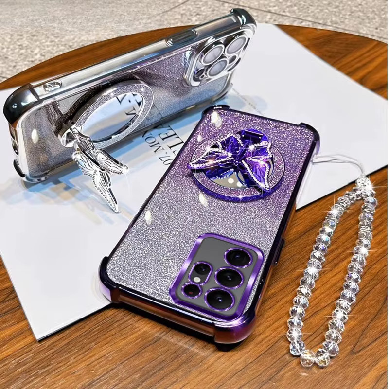 Glitzernde Schmetterlings-Handyhülle mit Kristall-Design für Samsung Galaxy S25 Edge S24 S23 S22 S21 S20 FE Ultra Plus in Pink, stoßfeste Schutzhülle - Bild 3