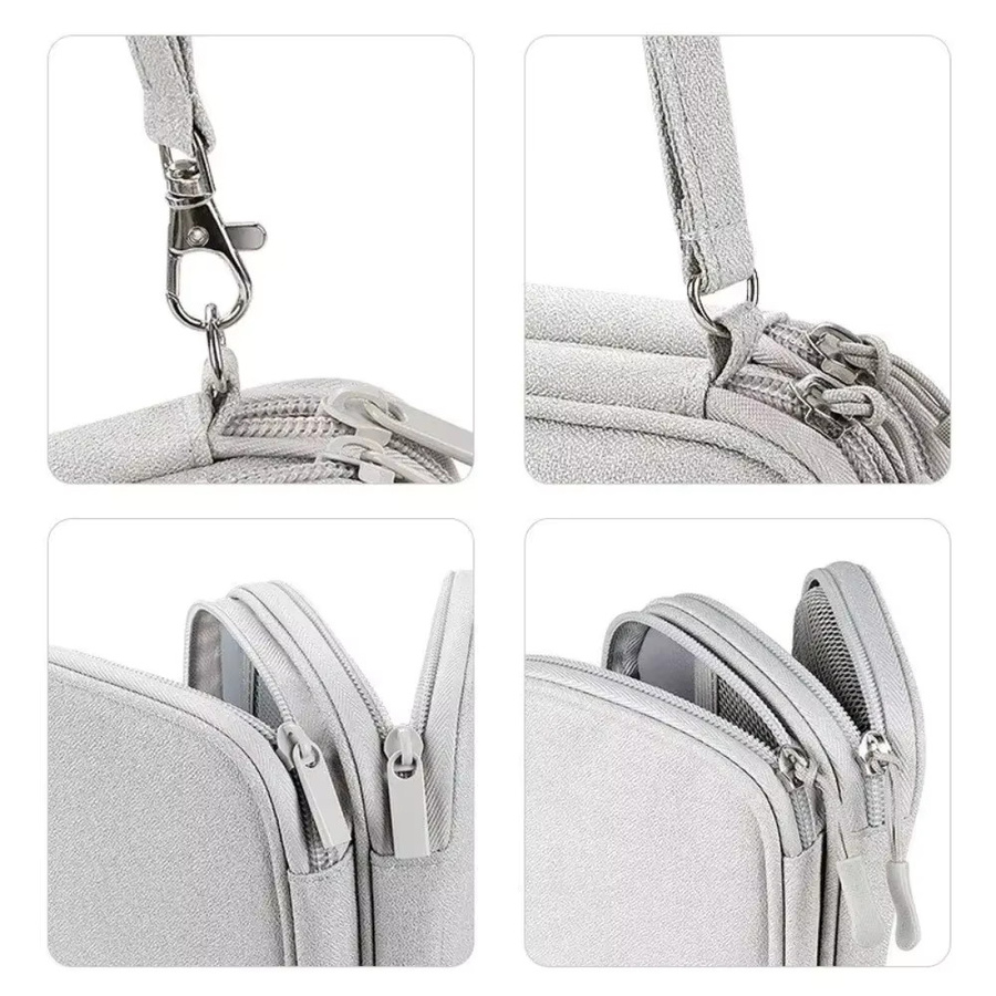 XMSJ Tragbare Elektronik-Organizer-Reisetasche in Blau, wasserdichte doppellagige Tasche für digitales Zubehör, Kabel und Powerbanks - Bild 4