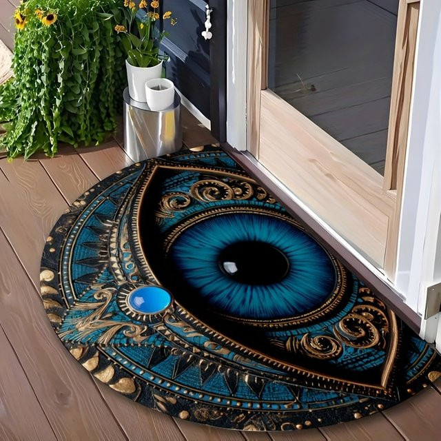 VIKAMA Blue-Eyed Flanell-Fußmatte in Blau, geräuschreduzierende und komfortable Eingangsmatte für Badezimmer und Wohnräume - Bild 1