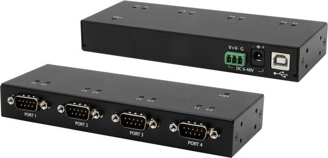 EXSYS USB 2.0 auf 4x RS-232 Adapter im Metallgehäuse Schwarz EX-13074HM - Bild 1