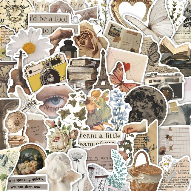 50 Stück Retro Nostalgische Aufkleber im Girlish Style von AnimeWorlds Store, Multicolour - Bild 1