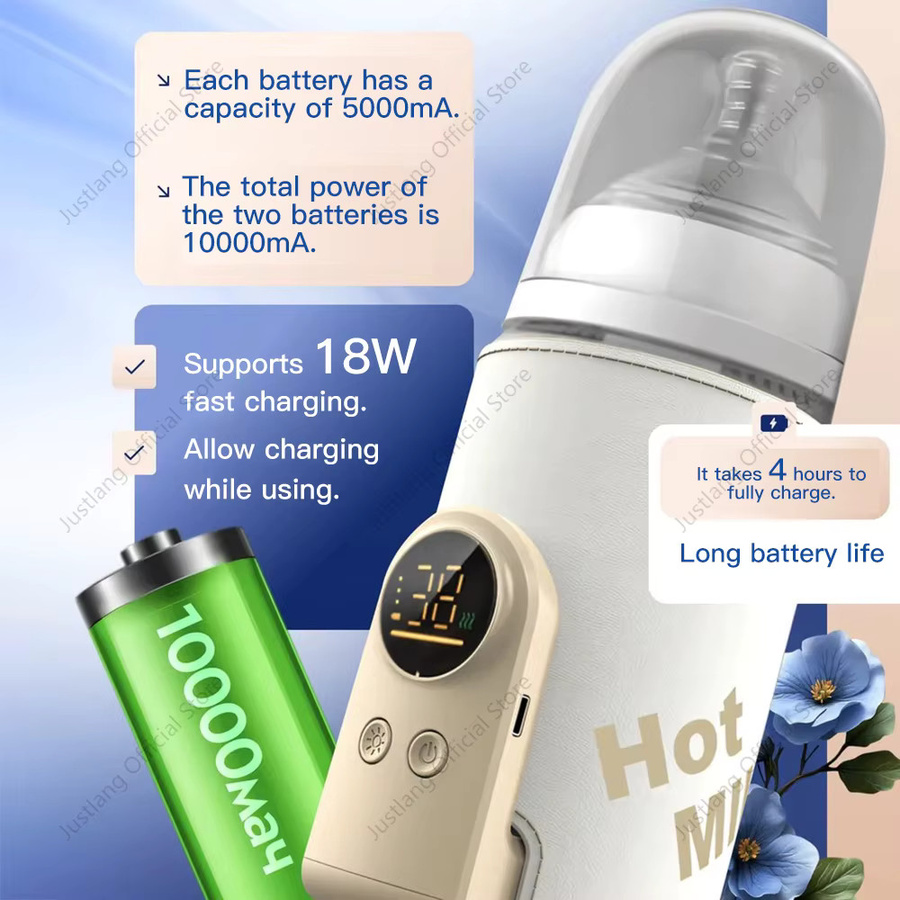 JUSTLANG Babyflaschenwärmer in Weiß mit 10000 mAh Akku, 5 Wärmestufen und präziser Temperaturregelung zur Aufwärmfunktion von Muttermilch - Bild 3