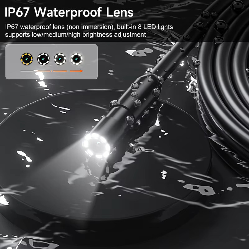 ENWOR Doppelendoskop mit 4,3 Zoll IPS-Bildschirm, wasserdichte 8mm Sonde und 8 LEDs, Rohrinspektionskamera für die Pipeline-Inspektion in Schwarz mit Aufbewahrungsbox - Bild 5