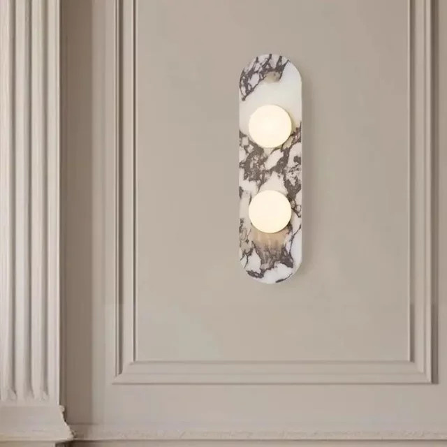Moderne LED-Wandleuchte aus Glas und Marmor in Weiß und Gold für Wohnzimmer, Schlafzimmer und Flur - Bild 1