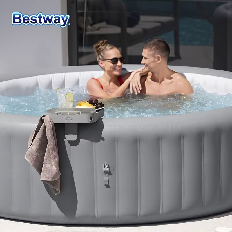 Bestway 60337 Sommer-Schwimmbad-Spa-Tischplatte als tragbarer Getränkehalter in Grau, B/T/H: 33,7 x 30,2 x 18,5 cm - Bild 2