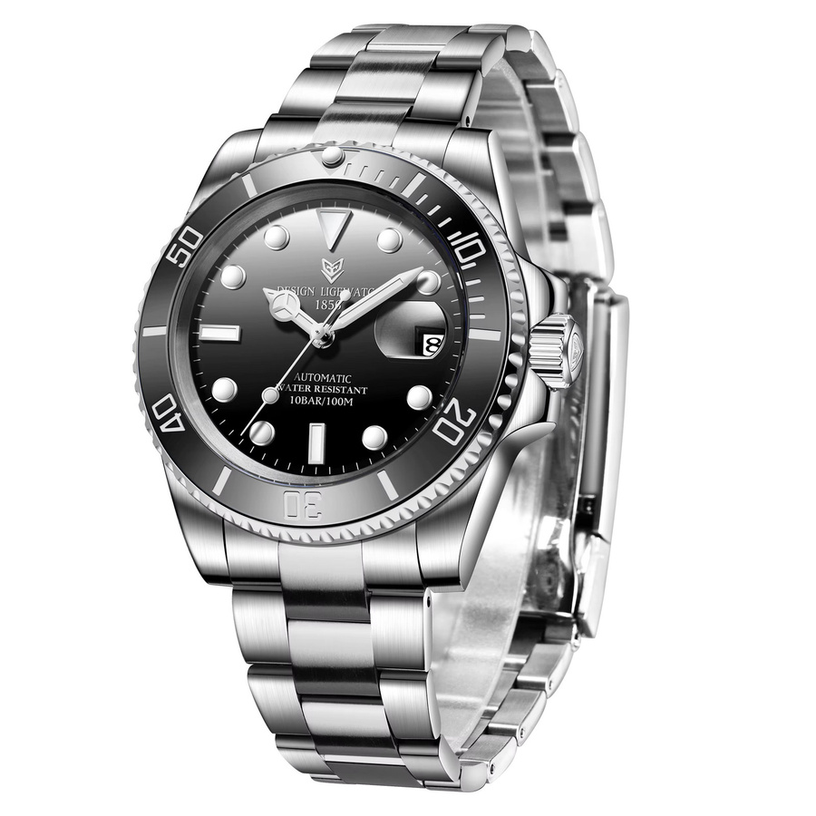 LIGE Armbanduhr Automatik, Edelstahl, Schwarz, Herren - Bild 7