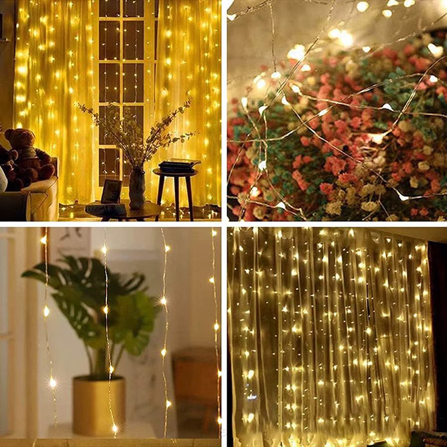 Topdii LED Lichtervorhang Fairy Lights mit USB-Anschluss in Warmweiß für Dekoration bei Hochzeit, Weihnachten oder Geburtstag - Bild 4