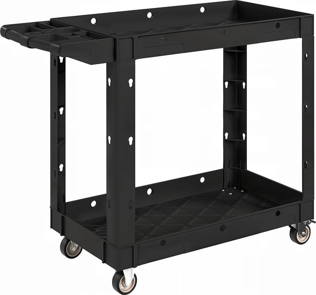 HOMCOM Werkstatt-Rollwagen mit 2 Etagen in Schwarz, B/H/T: 43,5 x 84,5 x 102,6 cm, belastbar bis 227 kg - Bild 1