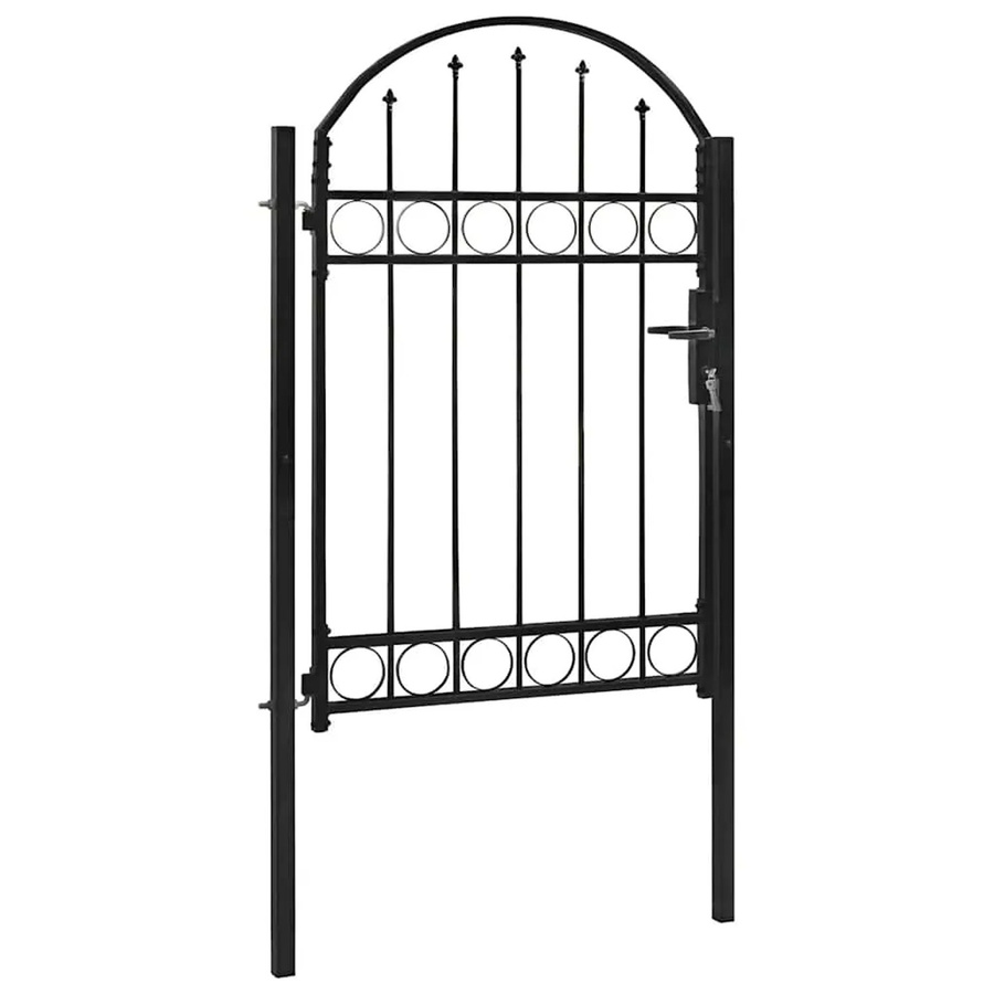 vidaXL Gartentor aus Stahl mit Rundbogen in Schwarz, B: 100 cm, H: 150 cm - Bild 2