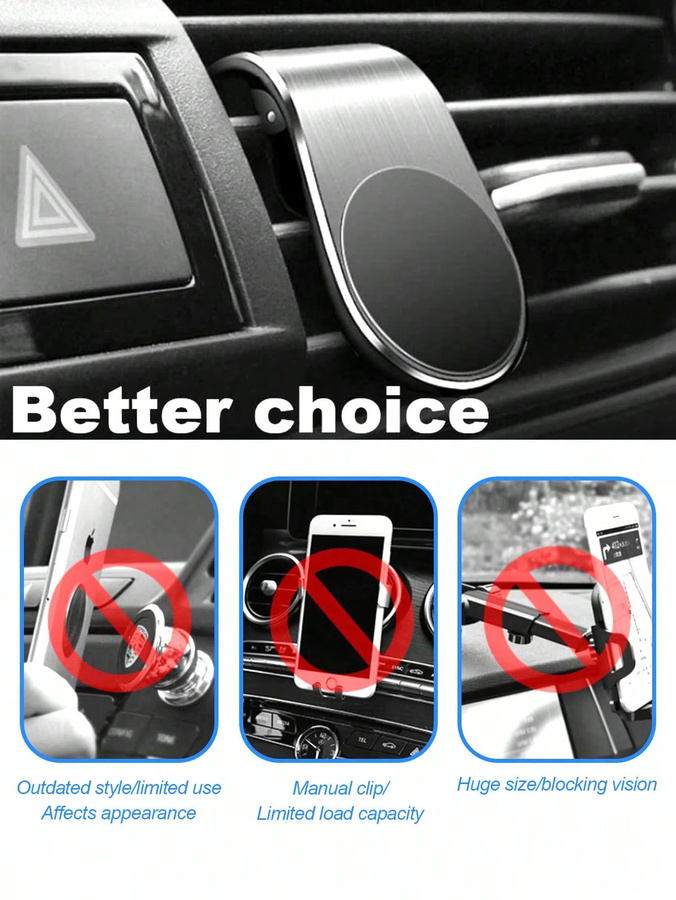 Magnetische Handyhalterung für die Lüftungsschlitze im Auto in Schwarz und Silber - Bild 5