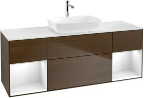 V&B Finion Waschtischunterschrank in Weiß, Wandmontage mit Regalfach und integrierter Beleuchtung, Breite: 160 cm - Bild 1